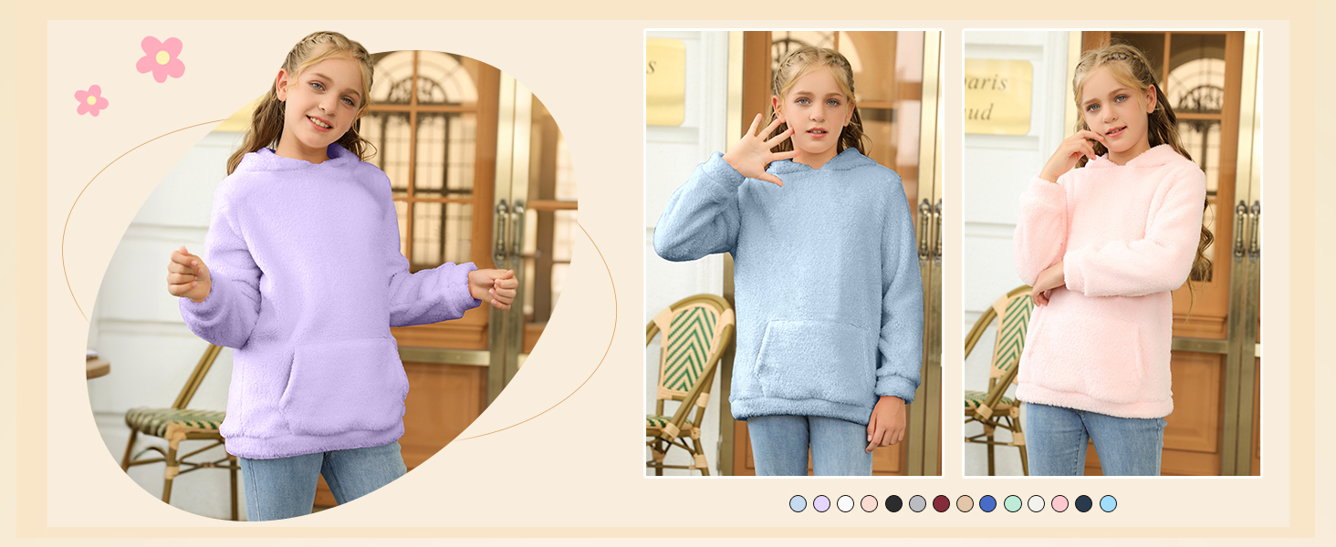 Haloumoning Girls Fuzzy Fleece Hoodies