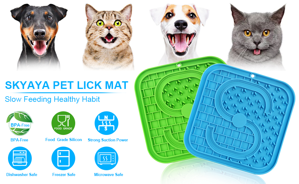 Licky Mats for Dogs 2 Pack with Spatula 20 x 20cm, Dog Lick Mats with
