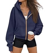 Trendy Queen Womens Zip Up Hoodies Fall Fashion Sweatshirt 2025 Clothes Y2K Cropped Jackets Cute ...