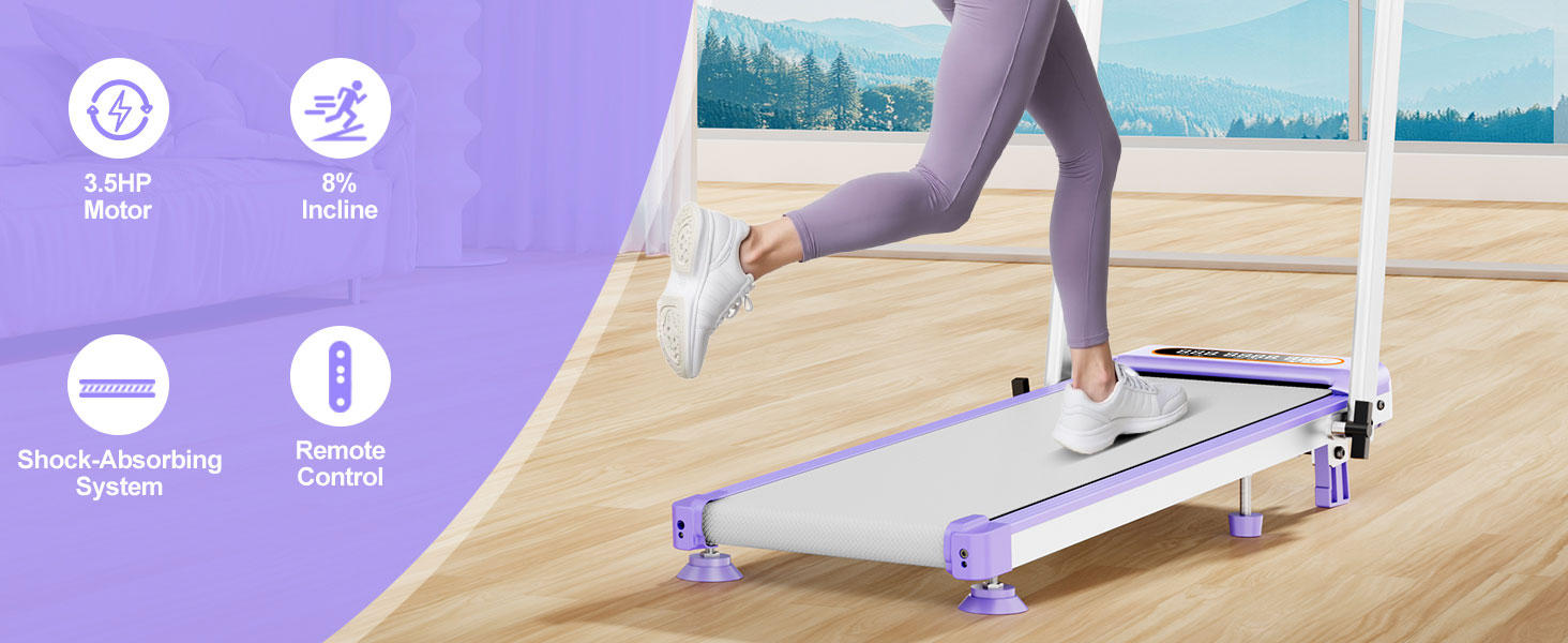 incline walking pad treadmill with handle bar for home