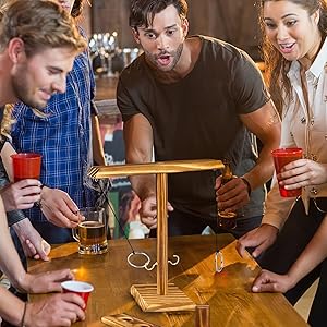 Ringwurf-Spiel Deluxe aus Holz - Das Action Ring-Haken Partyspiel; Ring Toss Hook Battle-Game