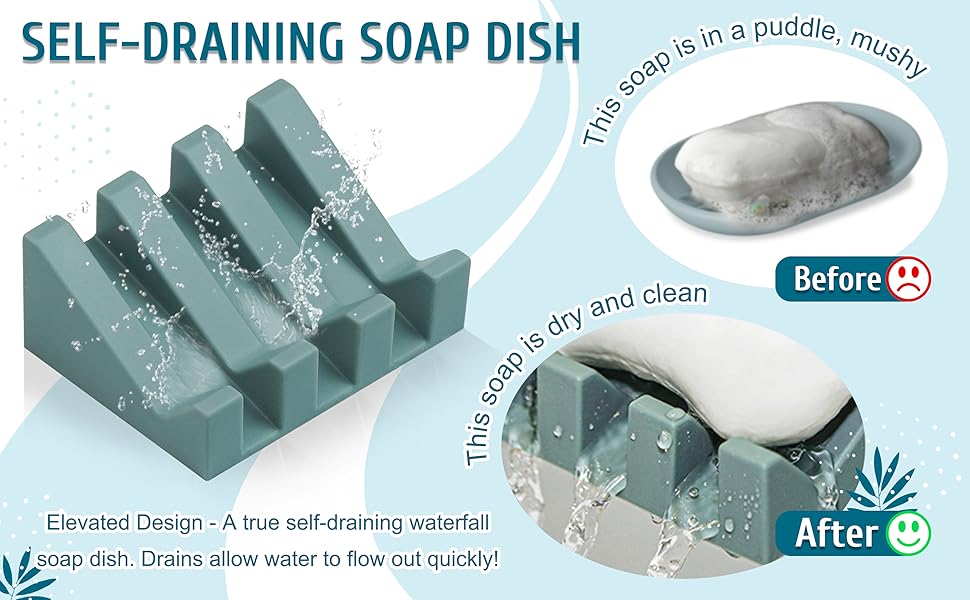 Silicone Soap Dish for Bar Soap Holder for Shower Bathroom