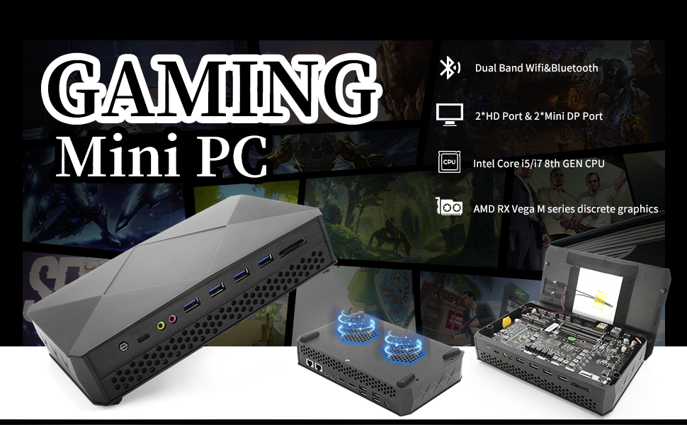 FANPEEC Gaming Computer Core i78709G Mini PC,64G RAM512G