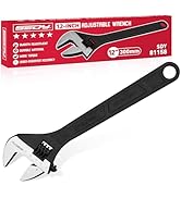 12-Inch Adjustable Wrench, Black Oxide Finish Wide Jaw Spanner with Inch/Metric Scale, Premium Dr...