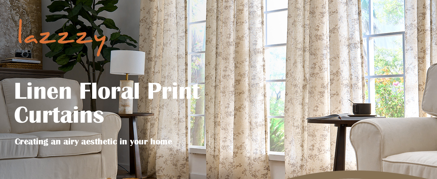 taupe curtains floral