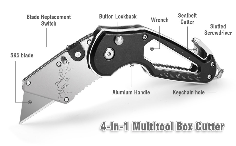 FUNBRO Folding Utility Razor Knife with 10 Blades, EDC Utility Knives
