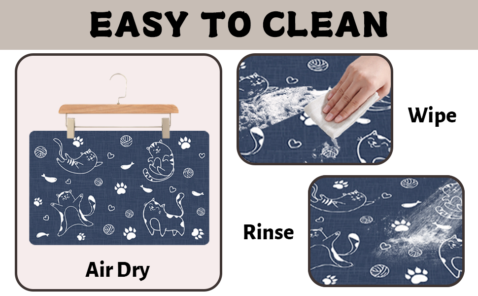 Pet Feeding Mat Absorbent Dog Food Mat No Stains Waterproof Dog Mat for Food and Water, Easy Clean Puppy Supplies Dog Accessories for Messy Drinkers(Blue-44x75 cm) 17 dog food mat