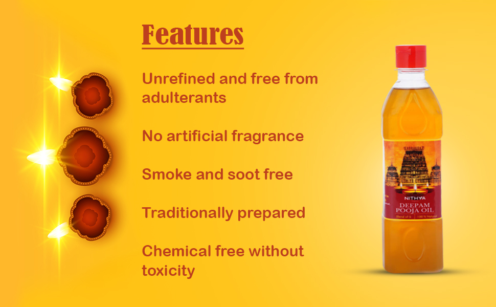 Nithya Organics Pure Panchguna Deepam Puja Oil with Jasmine Fragrance