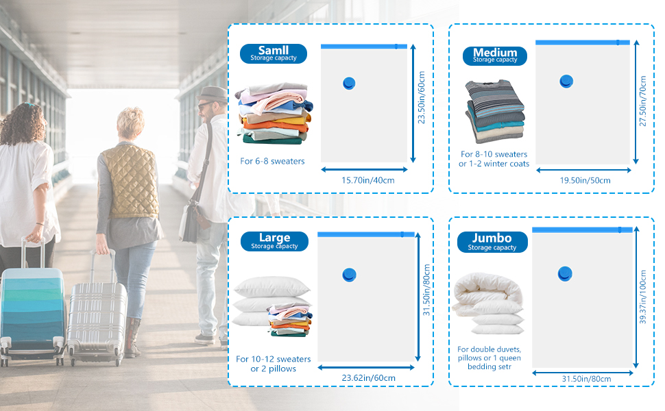 Sac sous Vide Vetement Aspirateur et Pompe Électrique 10 Pièces