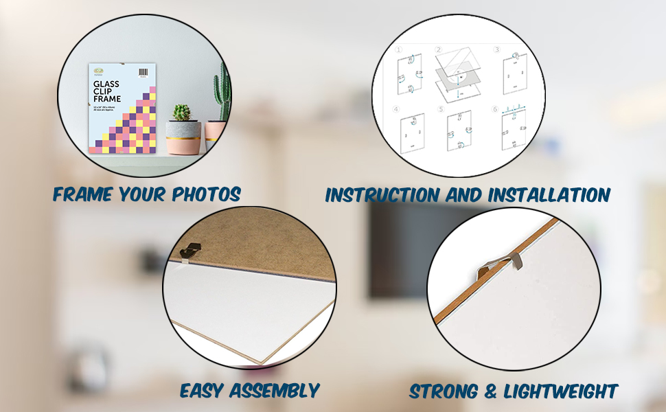 (Set of 8) A4 Frameless Clip Frame Glass Front Photo Poster Frame