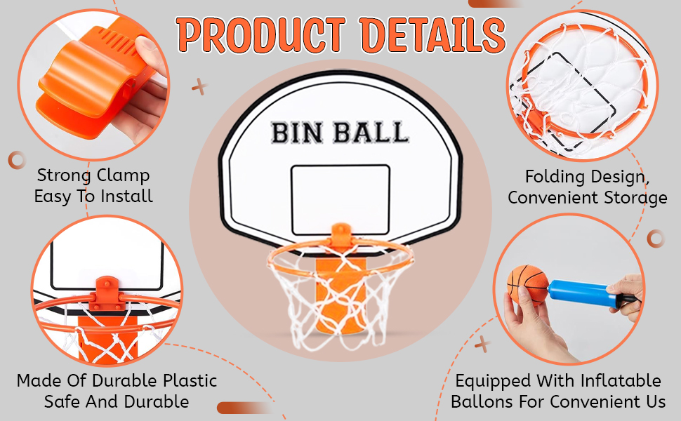ClipOn Trash Can Basketball Set (Includes ClipOn Hoop
