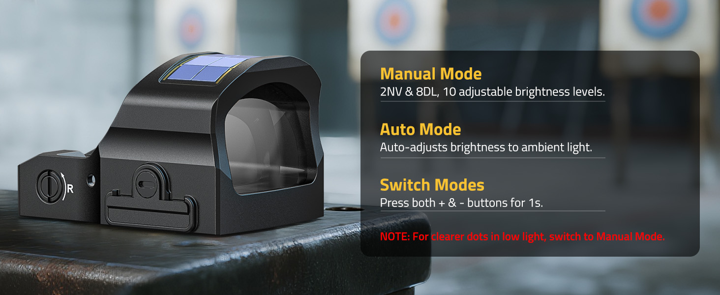 Flexible Brightness Options - CVLIFE WildHawk X Solar Auto Brightness Green Dot Sight