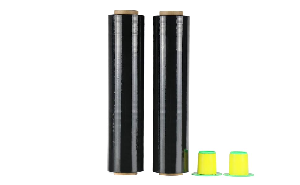 Noir Film étirable demenagement (lot de 2) de film emballage, Cling Film 250m x 400 mm x 17 µm
