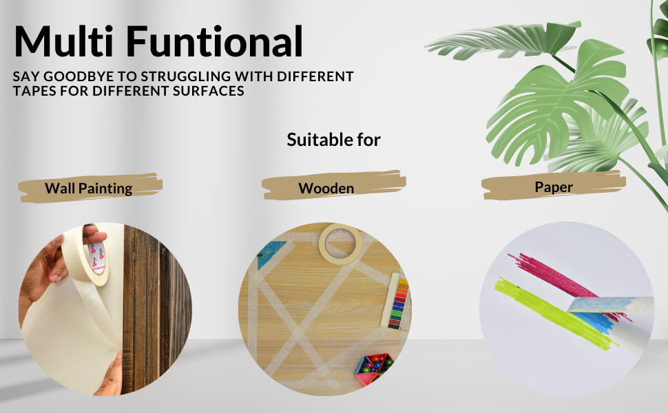 ARTOLOGIA 5 Pcs Masking Tape 25mm NonBleeding Wide Masking Tape for