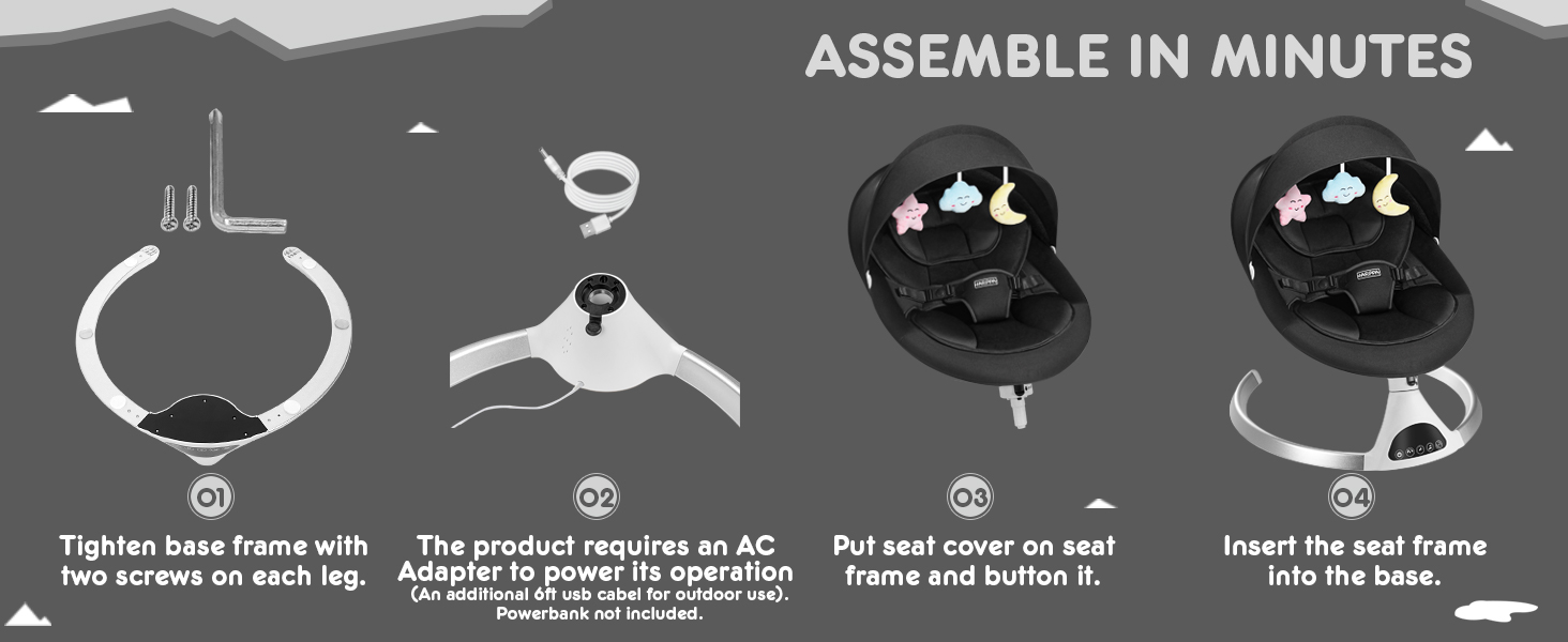 HARPPA Electric Baby Swing for Infants to Toddler, Portable