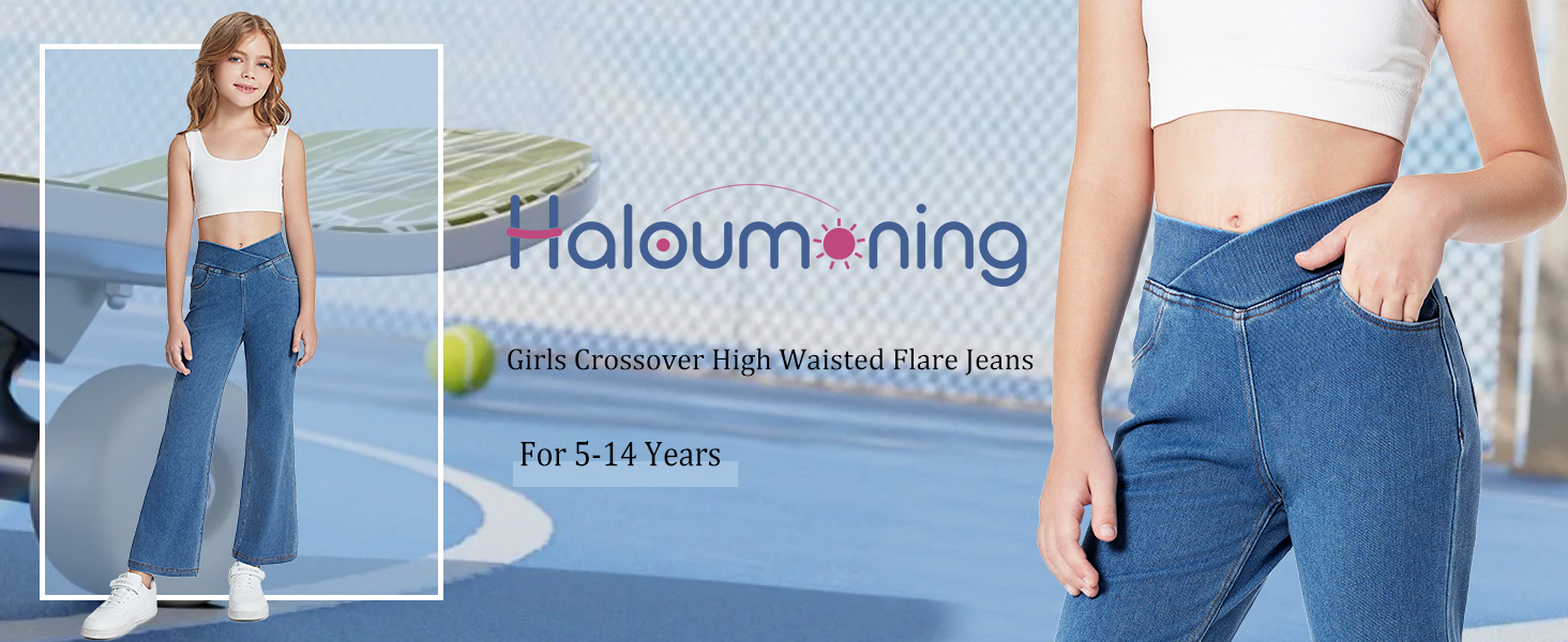 Flare Jeans for Girls High Waisted Stretchy Bell Bottom Jeans