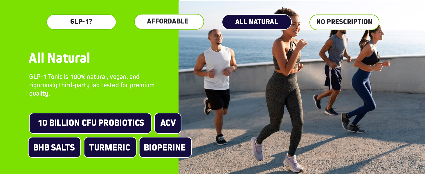 GLP-1 Tonic blends Apple Cider Vinegar, probiotics, BHB salts to help gut wellness and metabolism