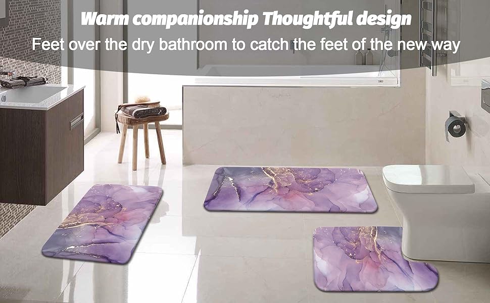 Lnond Bathroom Mats Rugs Sets 3 Piece,Large Rubber Non Slip