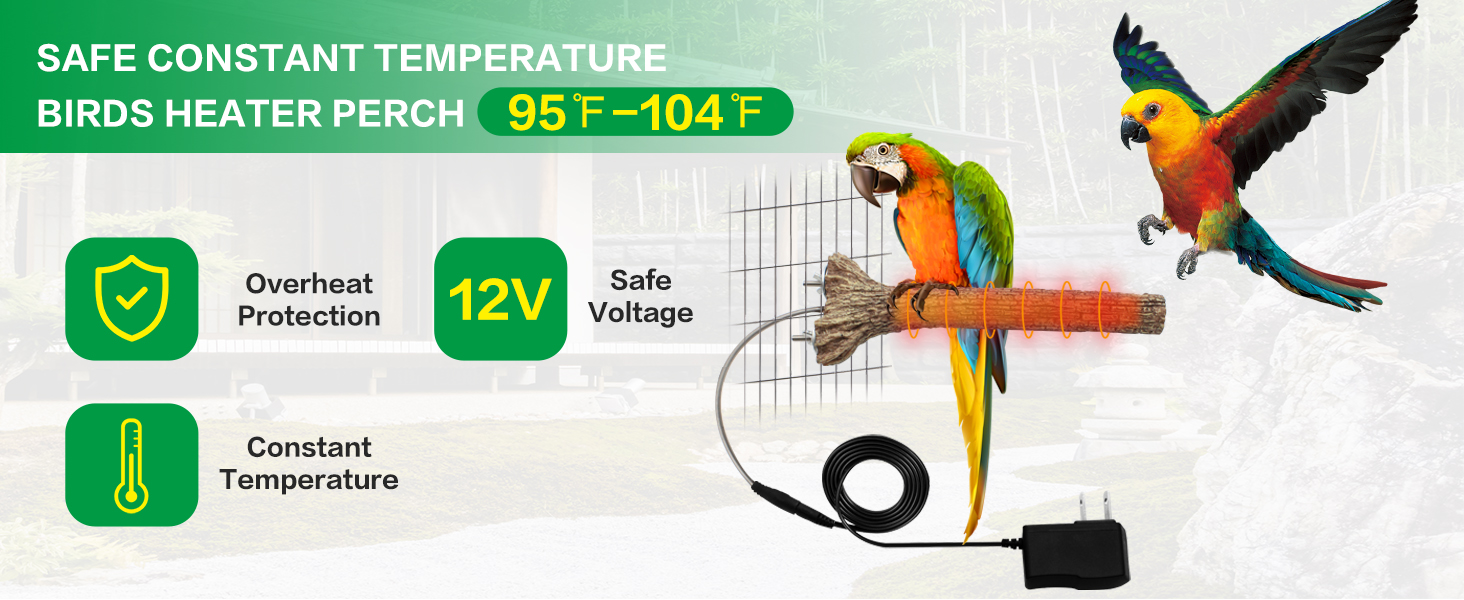 Heated Bird Perch Thermostatical Warm Heating Perches for