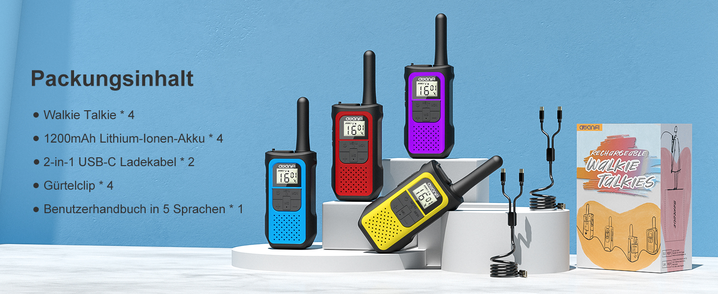 AWANFI Walkie Talkie Rechargeable Pack of 4 Amazon.de Toys