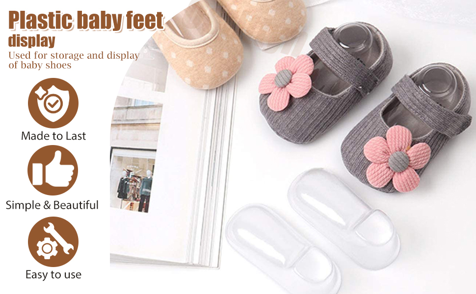 100Pcs Clear Plastic Baby Feet Display, Baby Booties