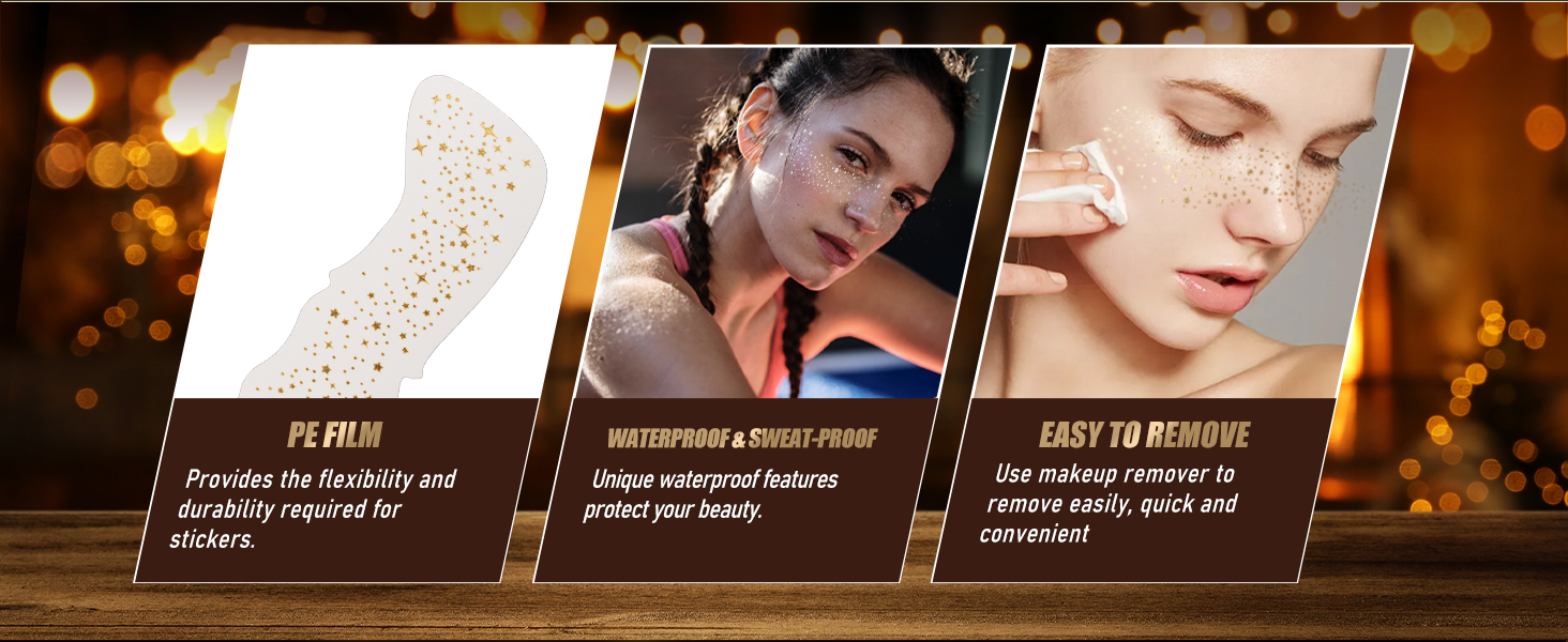 These sparkle freckles temporary tattoos stay put all day, ensuring your look remains flawless.