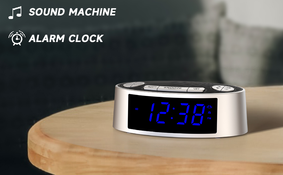 White Noise Machine with Alarm Clock, 20 Soothing Sounds, Wake to