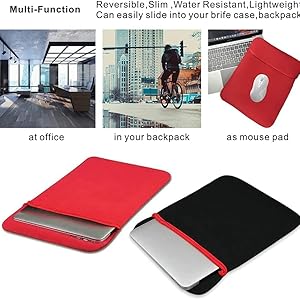Storin Reversible 15 to 15.6 inch Laptop Sleeve (Black & Red)
