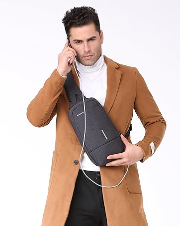 KINGSONS Sling Bag Small Crossbody Backpack for Males Waterproof Chest Shoulder Luggage Informal Daypack for Journey Biking 17 1