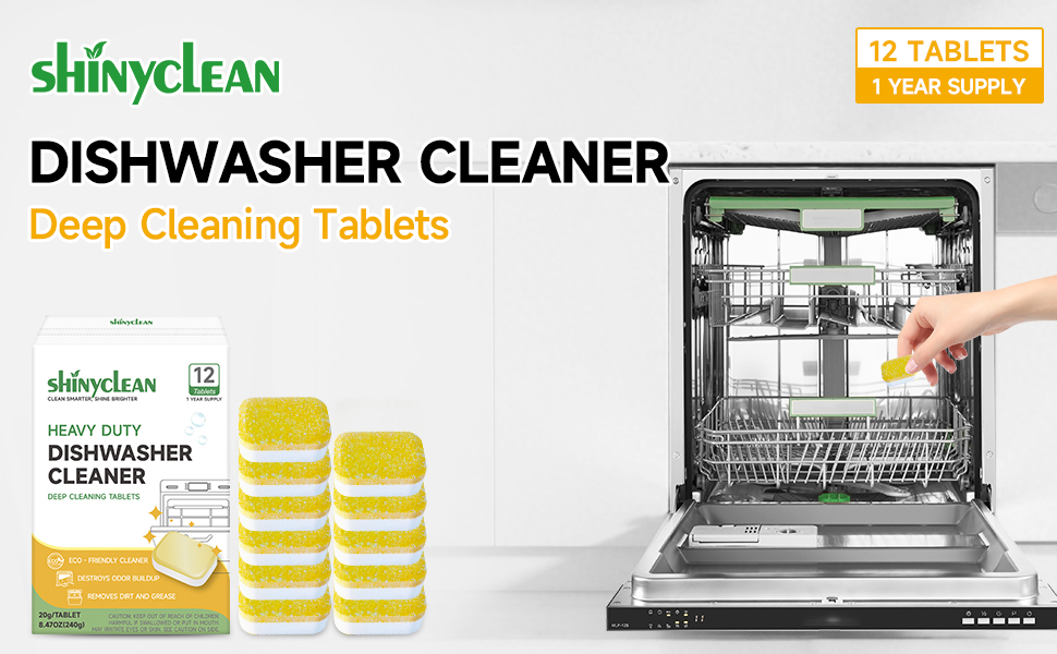 SHINYCLEAN DISHWASHER CLEANER TABLETS;deep cleaning tablets;1 year supply