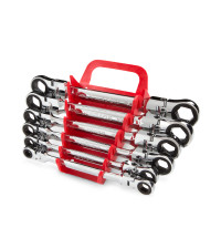 Flex Ratcheting Box End Wrench Set, 6-Piece (8-19 mm) - Holder