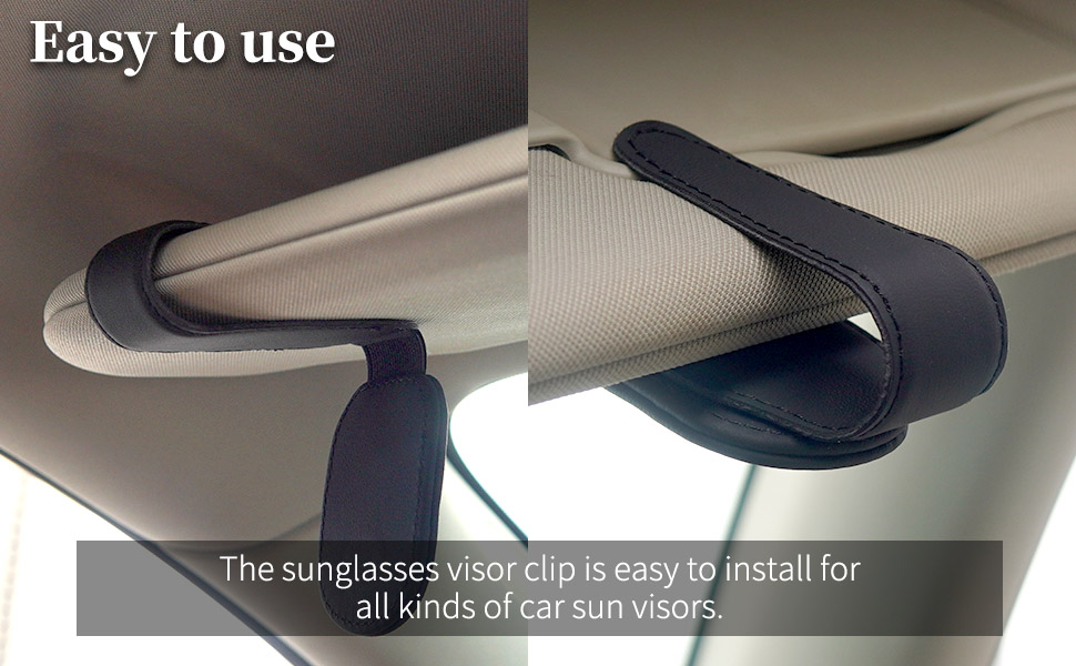 CHIMUYU Leather Sunglass Holder for Car Visor