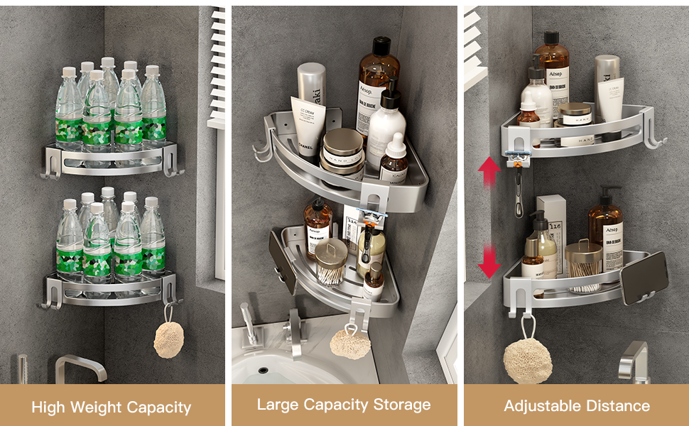 VOLPONE Shower Corner Shelf Caddy 2 Pack Shower Organizer