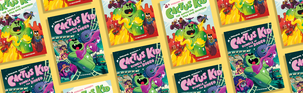 A banner with the covers from the Cactus Kid series
