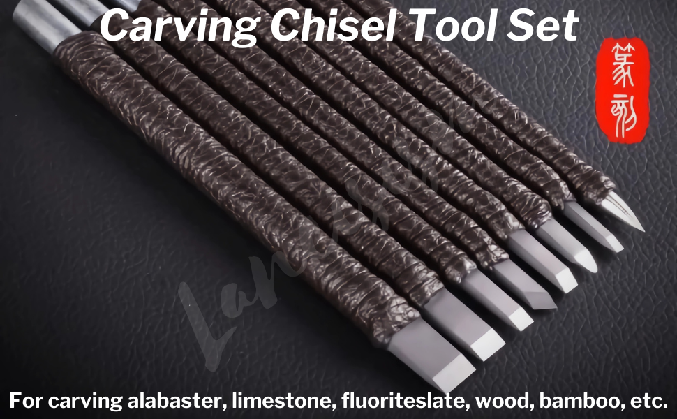 Stone Carving Tool Set of 10, Lancisism Tungsten Steel Carving Kit Chisels Knife Set