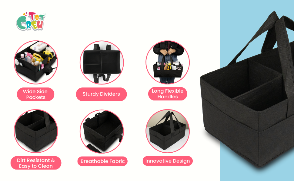 TOT CREW Baby Nappy Caddy Organiser Nappy caddy basket for Baby