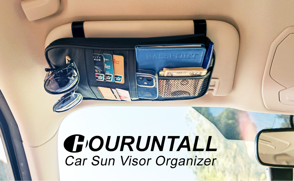 HOURUNTALL Car Sun Visor Organizer Auto Car Visor Pocket