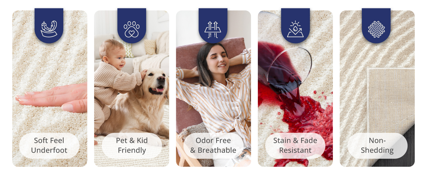 Abani Rugs Neutral Midcentury Modern Contemporary Rug. Kid & Pet Friendly. Easy To Clean Area Rug.