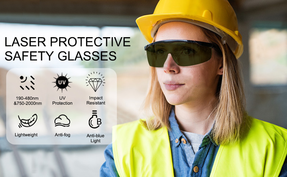 mozeeda Laser Safety Glasses Eye Protection, OD 5+190nm480nm &750nm2000nm Wavelength IPL Laser