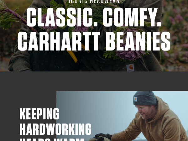 Iconic Carhartt beanies are crafted to last and designed for maximum warmth.
