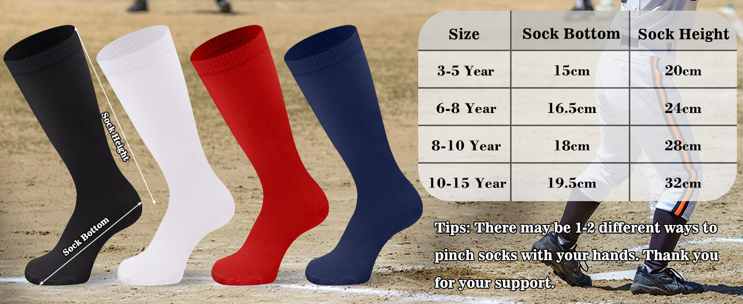 Duufin baseball athletic socks are available in a variety of sizes.