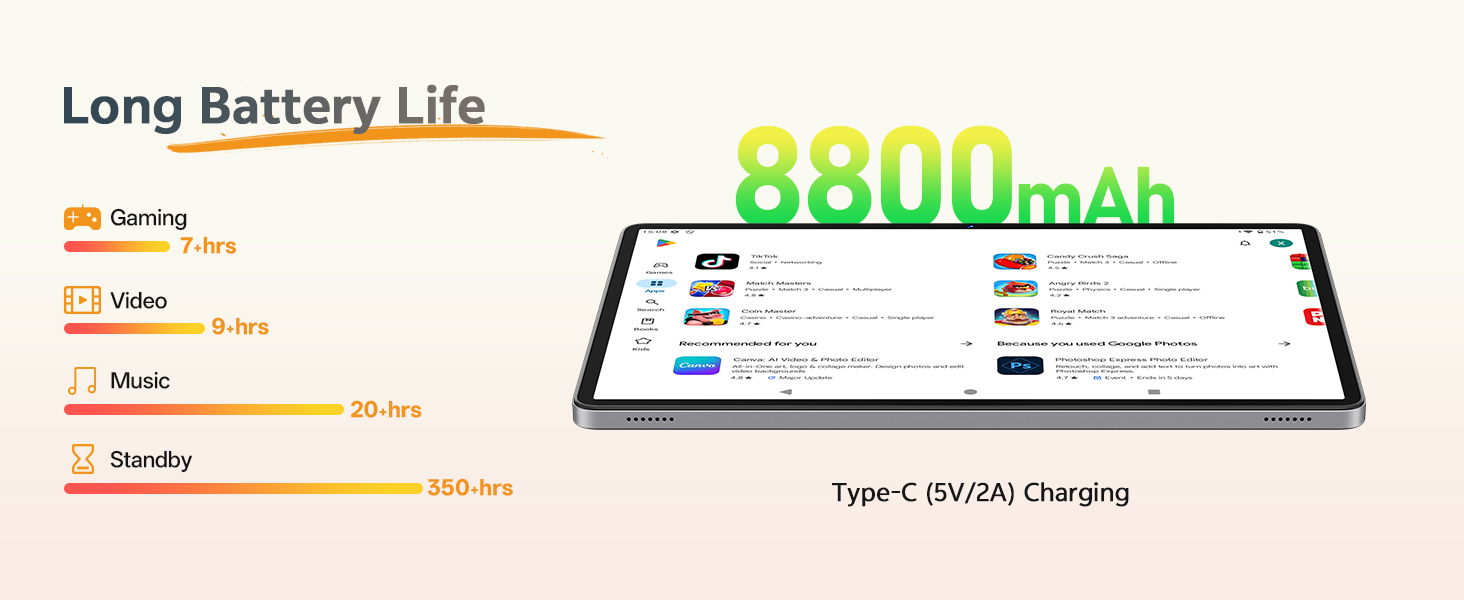 8800 mAh Long Life Battery