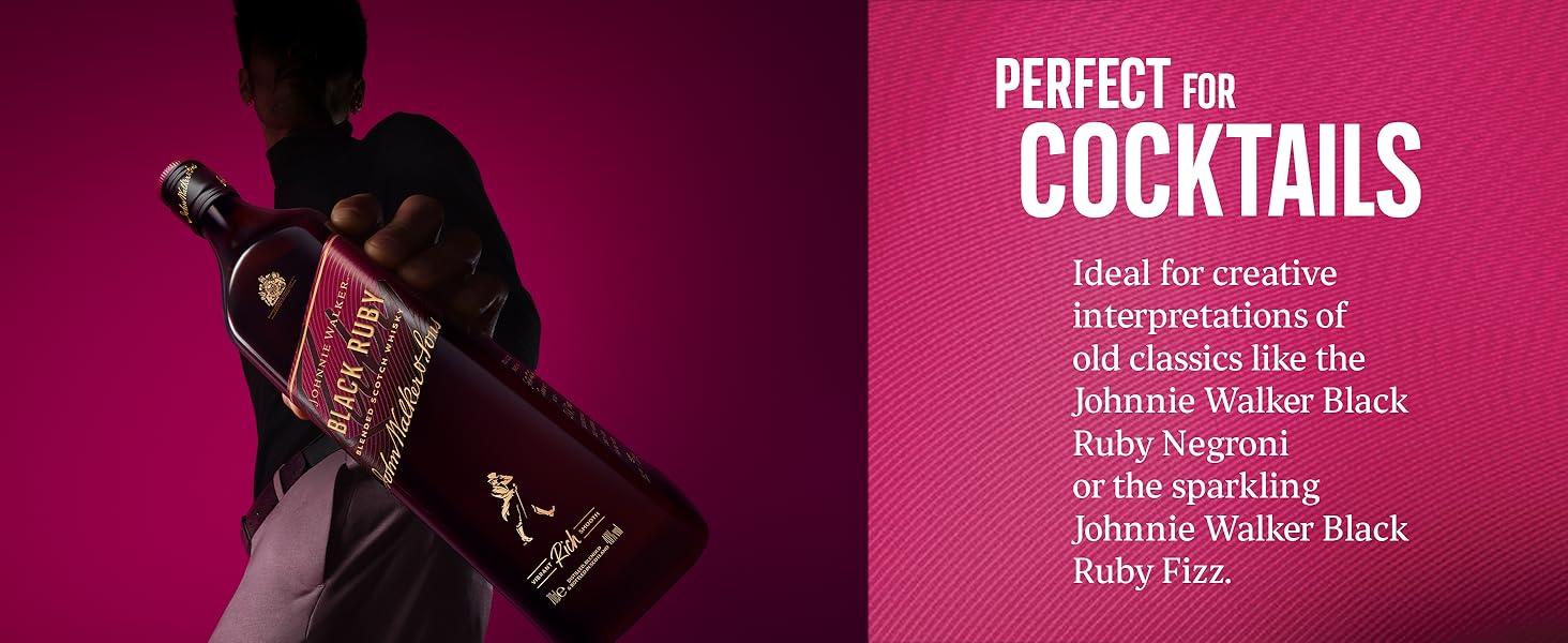 Text reads 'COCKTAILS' and 'PERFECT ON' against a deep purple background with partial view of what appears to be a beverage bottle.