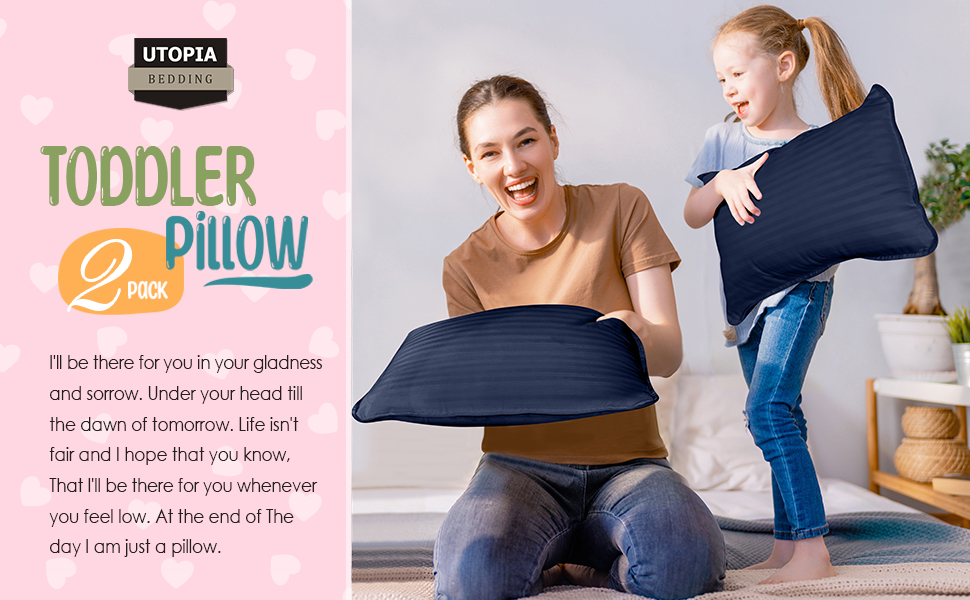 Utopia Bedding Toddler Pillow (Navy, 2 Pack), 13x18 Pillows