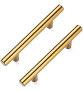 Aegero 10 Pack Cabinet Pulls Brushed Brass Stainless Cabinet Handles, for Kitchen and Bathroom Ca...