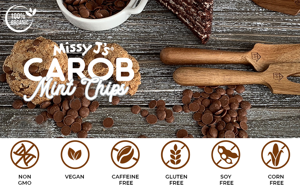 Missy J’s Organic Mint Carob Chips 8 oz, Made with Coconut