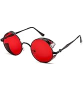 FEISEDY Retro Steampunk Polarized Sunglasses Round Mental Frame Gothic Shades Design Men Women B2820