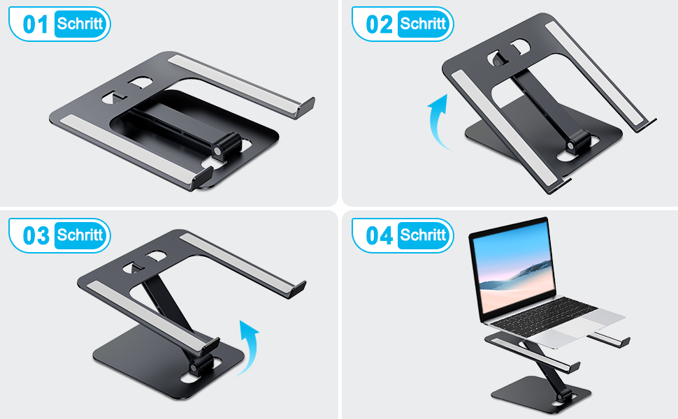 Laptop Ständer Höhenverstellbar, Faltbarer Laptop Stand aus Aluminiumlegierung