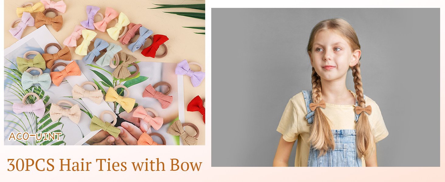30 PCS Toddler Bow Hair Ties