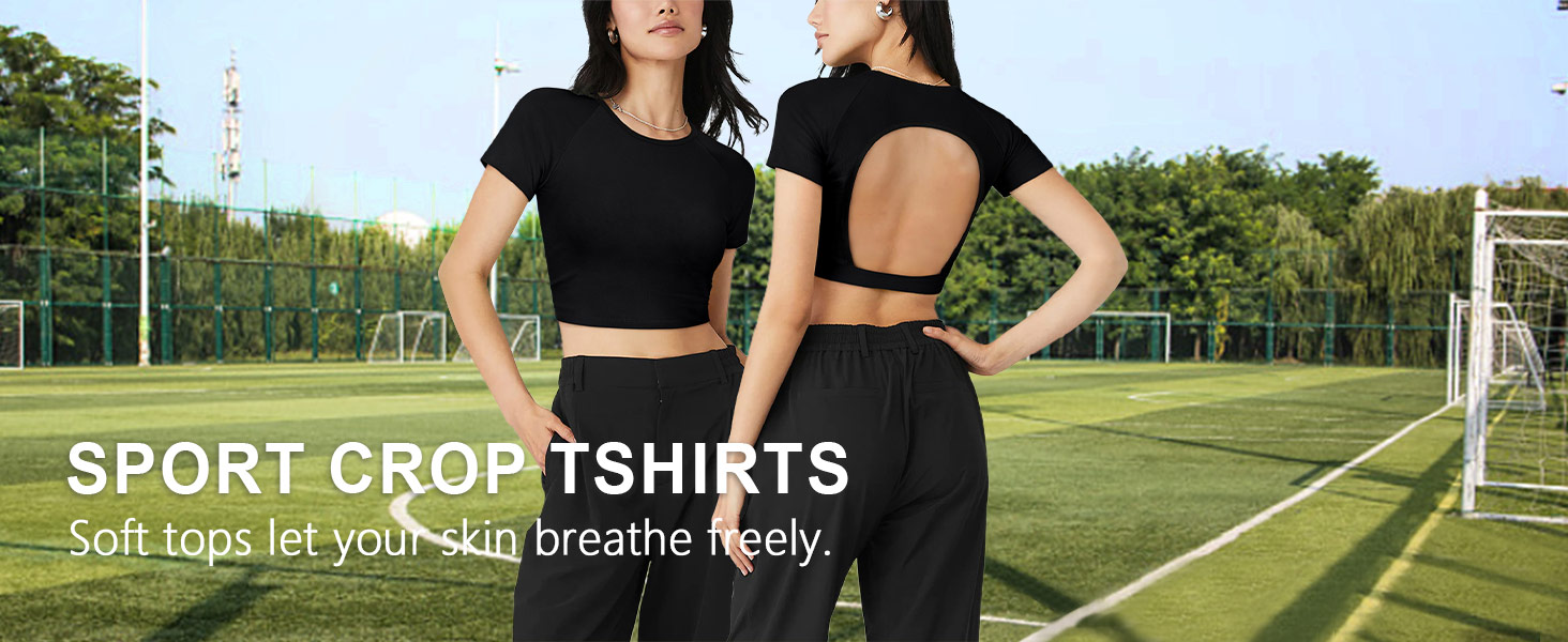 Damen Crop Top Sexy Back Cut Out T-Shirts